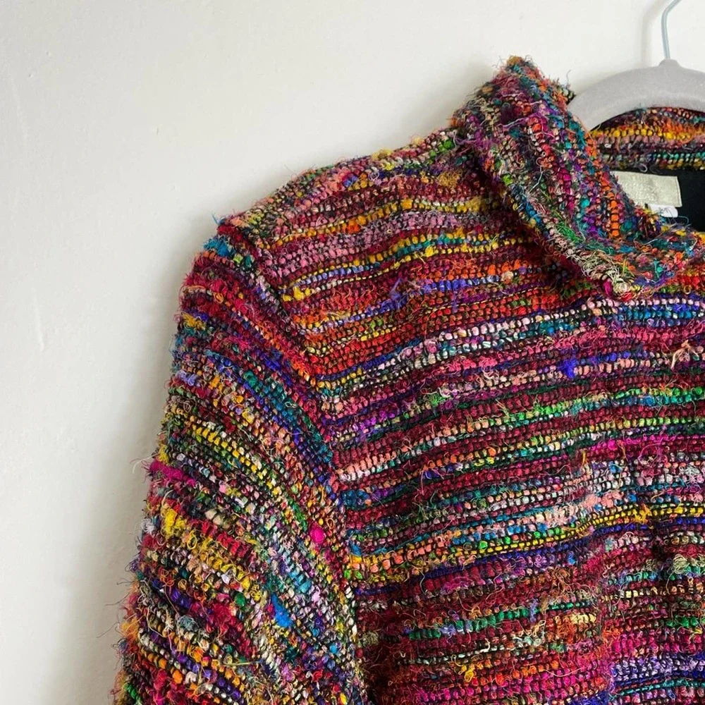 THE TERRITORY AHEAD Multi Colored Silk Jacket lightly worn sz M! - Picture 11 of 12